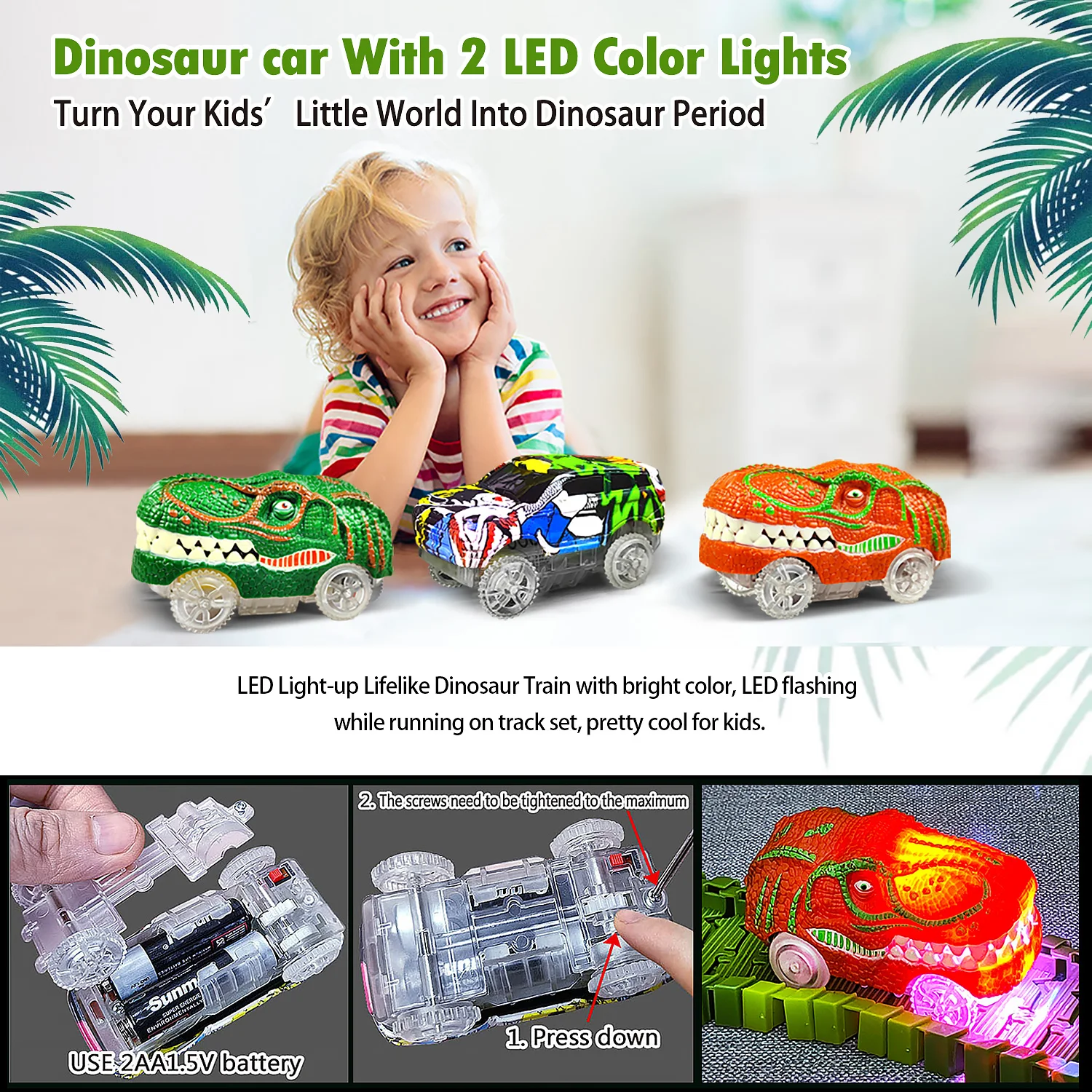 Dinosaur Toys for Kids Mist-spouting Volcano And Climbing Track Train Kit Toys for Boys/Girls Home Schoolers Gift for Party Deco