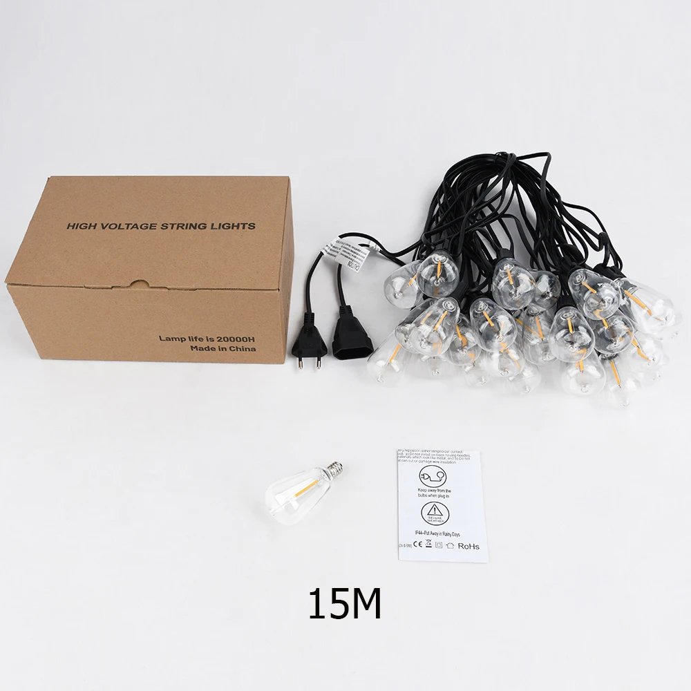 Outdoor String Light ST38 LED String Light Shatterproof Patio Light String Connectable Wedding Light Decoration For Garden Backy