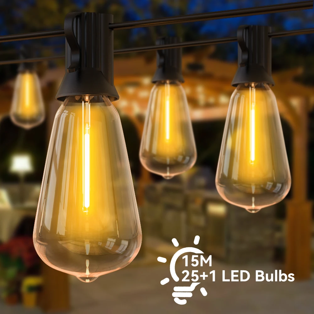 Outdoor String Light ST38 LED String Light Shatterproof Patio Light String Connectable Wedding Light Decoration For Garden Backy