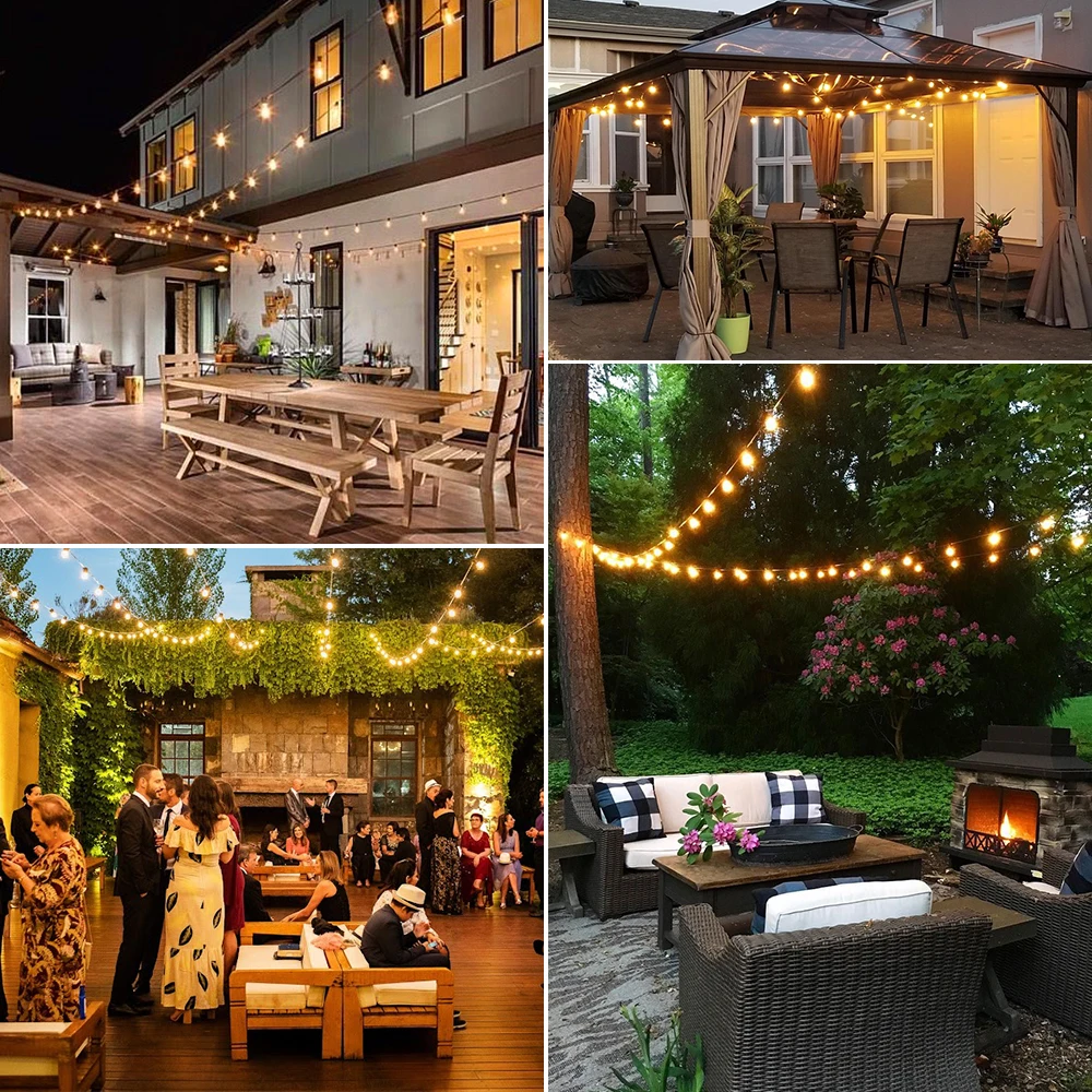 Outdoor String Light ST38 LED String Light Shatterproof Patio Light String Connectable Wedding Light Decoration For Garden Backy