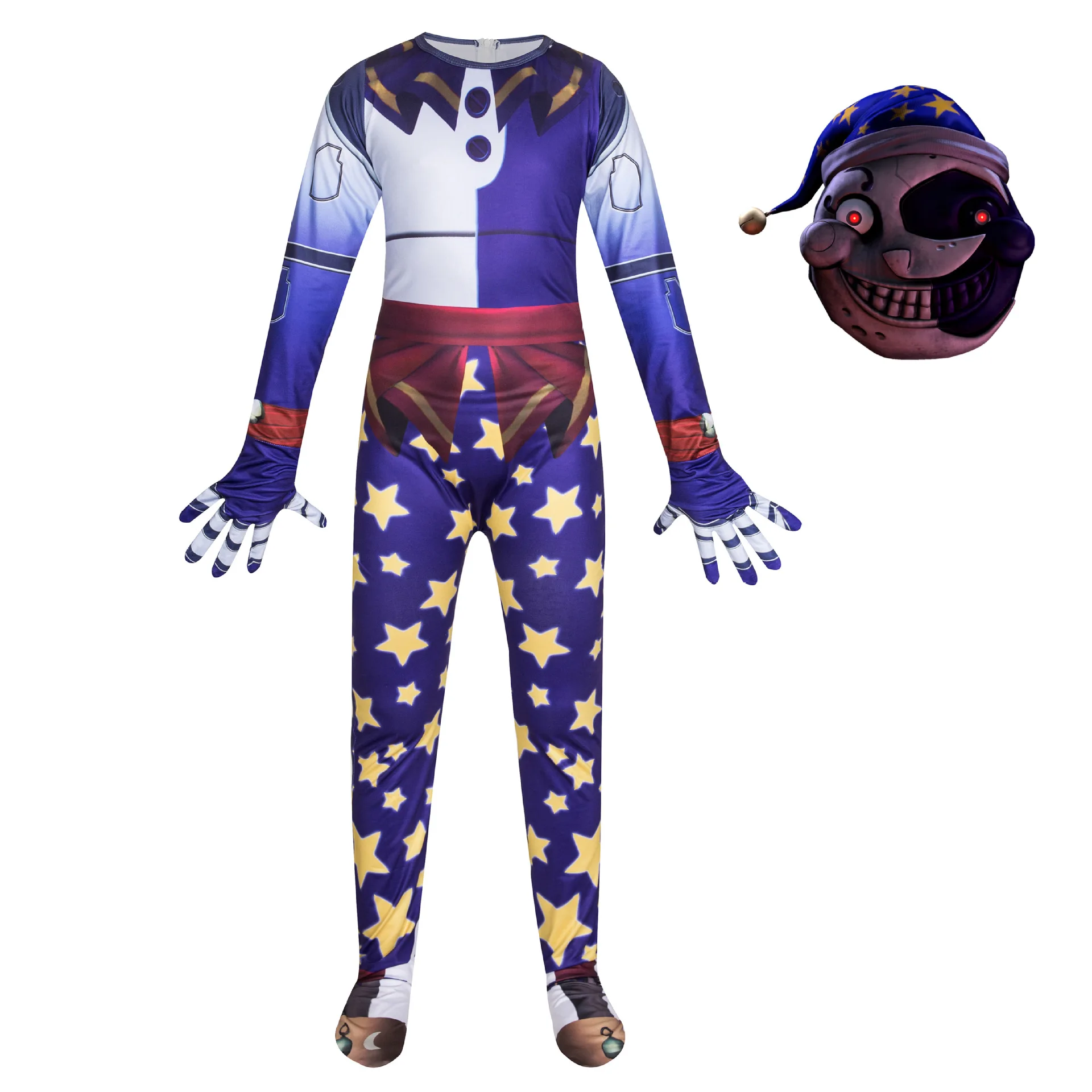 Sundrop Moondrop Cosplay Costume Cartoon Sun Moon Clown Puppet Cosplay Outfit Mask Halloween Birthday Party Costume Kids Boy