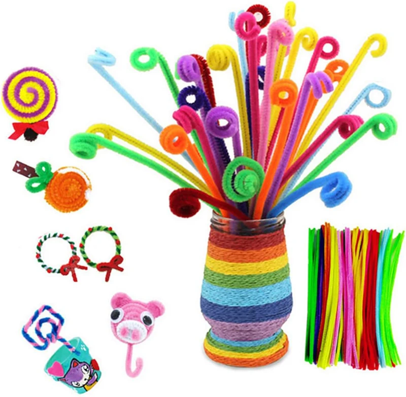 300pcs Kids Art Craft Supplies Set DIY Activities Parties 100 Pipe Cleaners 100 Pompoms 100 Wiggle Eyes Self Adhesive Toys Gifts
