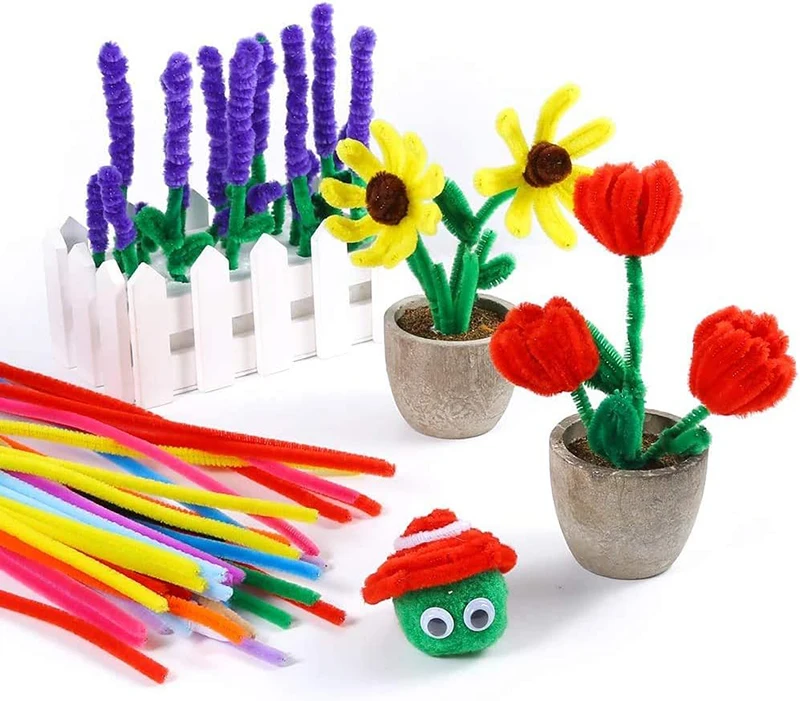 300pcs Kids Art Craft Supplies Set DIY Activities Parties 100 Pipe Cleaners 100 Pompoms 100 Wiggle Eyes Self Adhesive Toys Gifts