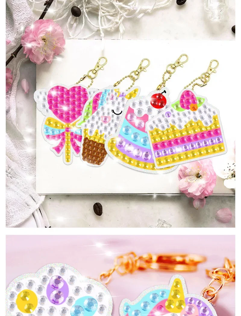 Children's Cartoon Unicorn Magic Gemstone Diamond Painting Children's Set, Homemade Keychain Sticker Art Craft Children's Girl
