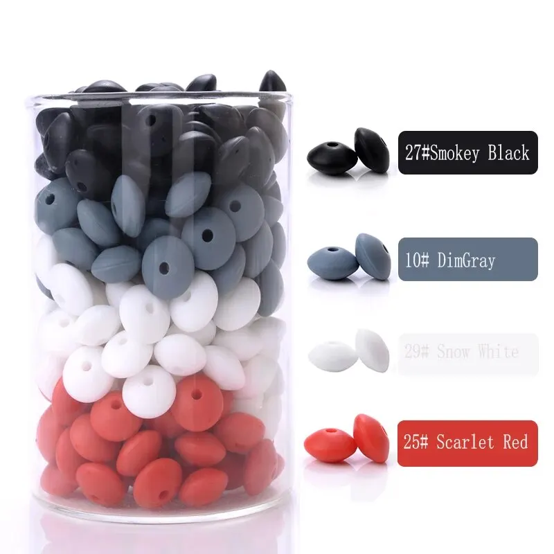 50Pcs/Lot 12mm Silicone Spacer Beads for DIY Charms Newborn Nursing Accessories Necklace Pacifier Chain Teething Toy BPA Free