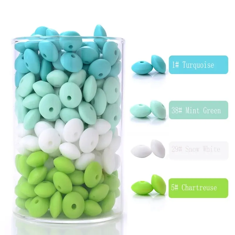 50Pcs/Lot 12mm Silicone Spacer Beads for DIY Charms Newborn Nursing Accessories Necklace Pacifier Chain Teething Toy BPA Free