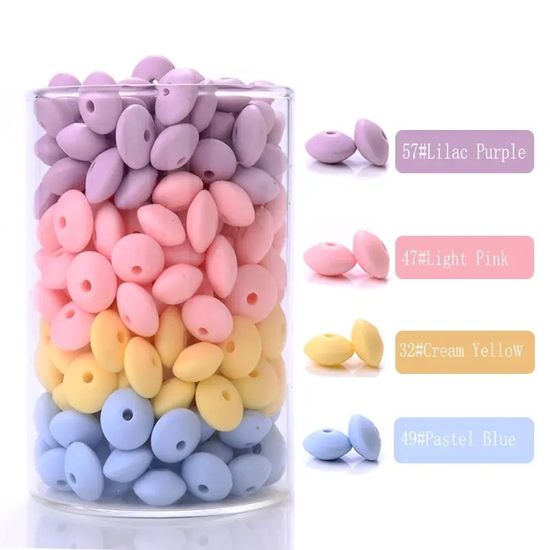 50Pcs/Lot 12mm Silicone Spacer Beads for DIY Charms Newborn Nursing Accessories Necklace Pacifier Chain Teething Toy BPA Free