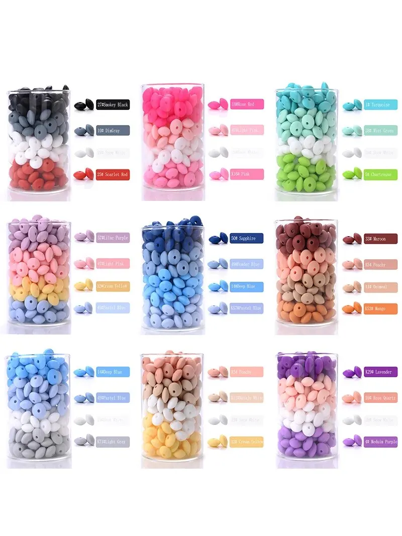 50Pcs/Lot 12mm Silicone Spacer Beads for DIY Charms Newborn Nursing Accessories Necklace Pacifier Chain Teething Toy BPA Free