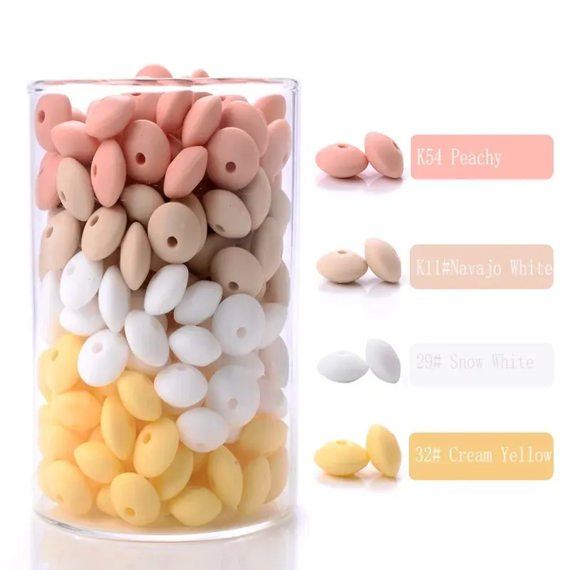 50Pcs/Lot 12mm Silicone Spacer Beads for DIY Charms Newborn Nursing Accessories Necklace Pacifier Chain Teething Toy BPA Free
