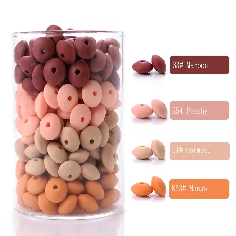 50Pcs/Lot 12mm Silicone Spacer Beads for DIY Charms Newborn Nursing Accessories Necklace Pacifier Chain Teething Toy BPA Free