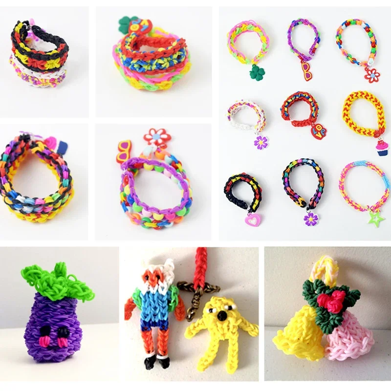 Rubber Bands Loom DIY Handmade Bracelet Making Kits Beads Toys for Girls Children Craft Toys Christmas Gifts Weaving Tool Box