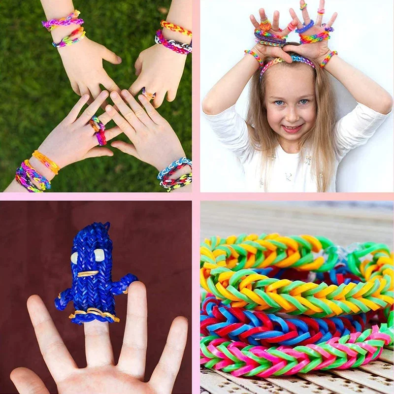 Rubber Bands Loom DIY Handmade Bracelet Making Kits Beads Toys for Girls Children Craft Toys Christmas Gifts Weaving Tool Box