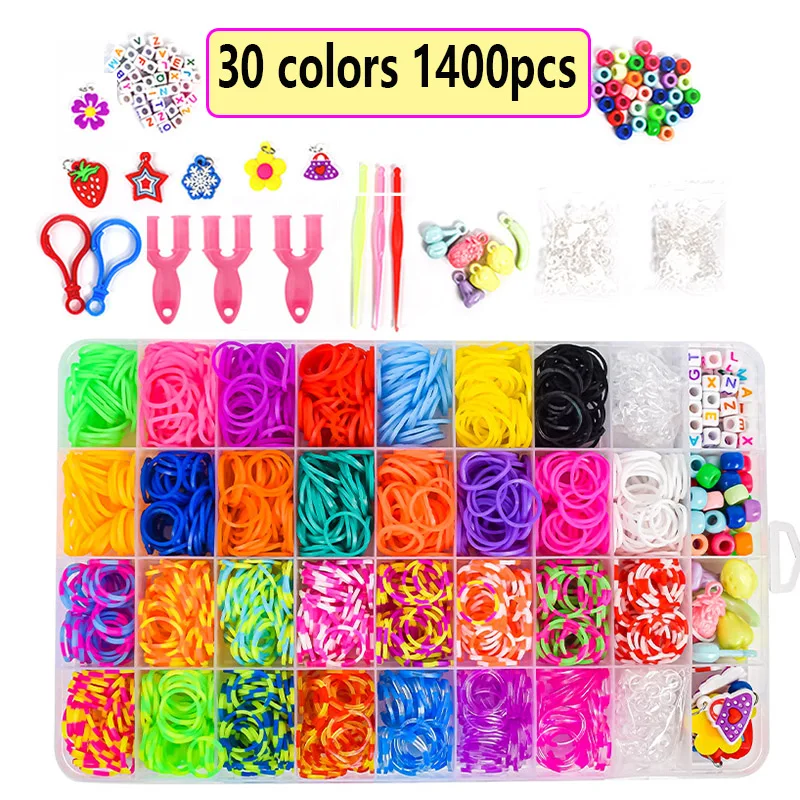 Rubber Bands Loom DIY Handmade Bracelet Making Kits Beads Toys for Girls Children Craft Toys Christmas Gifts Weaving Tool Box