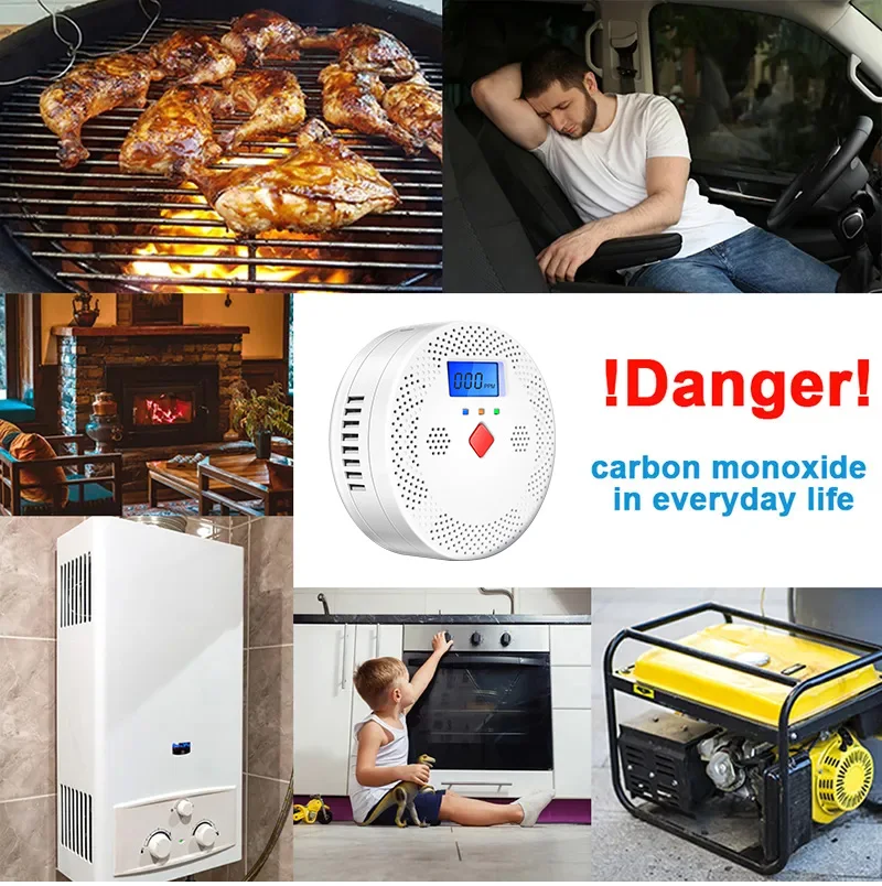 Tuya WiFi Smart Carbon Monoxide Detector Alarm 85dB Sound Warning LCD Digital Display Home Indoor CO Alert Siren
