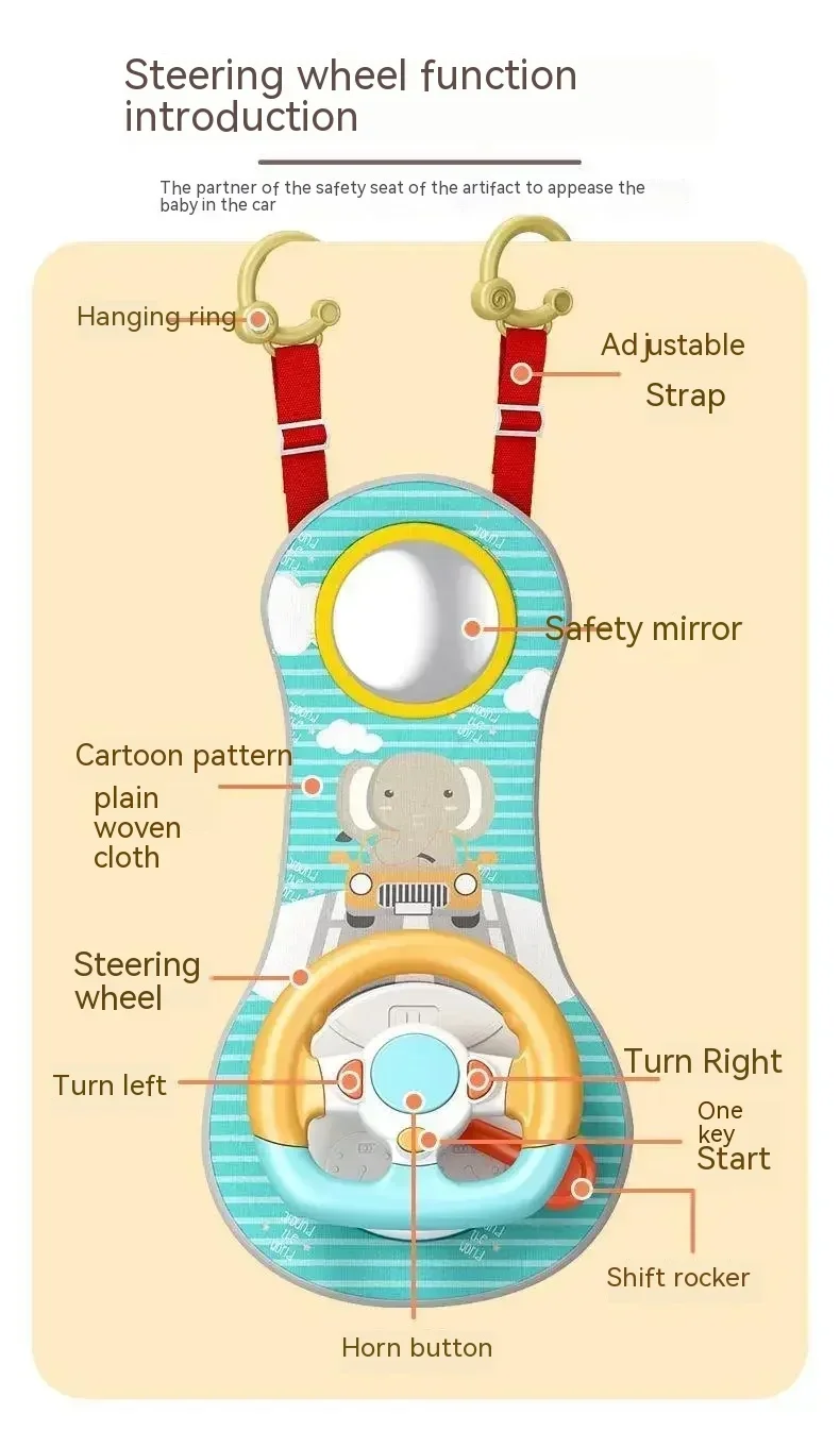 Steering Wheel Car Toys Rear Kids Simulates Driving Seat Baby Car Comfort