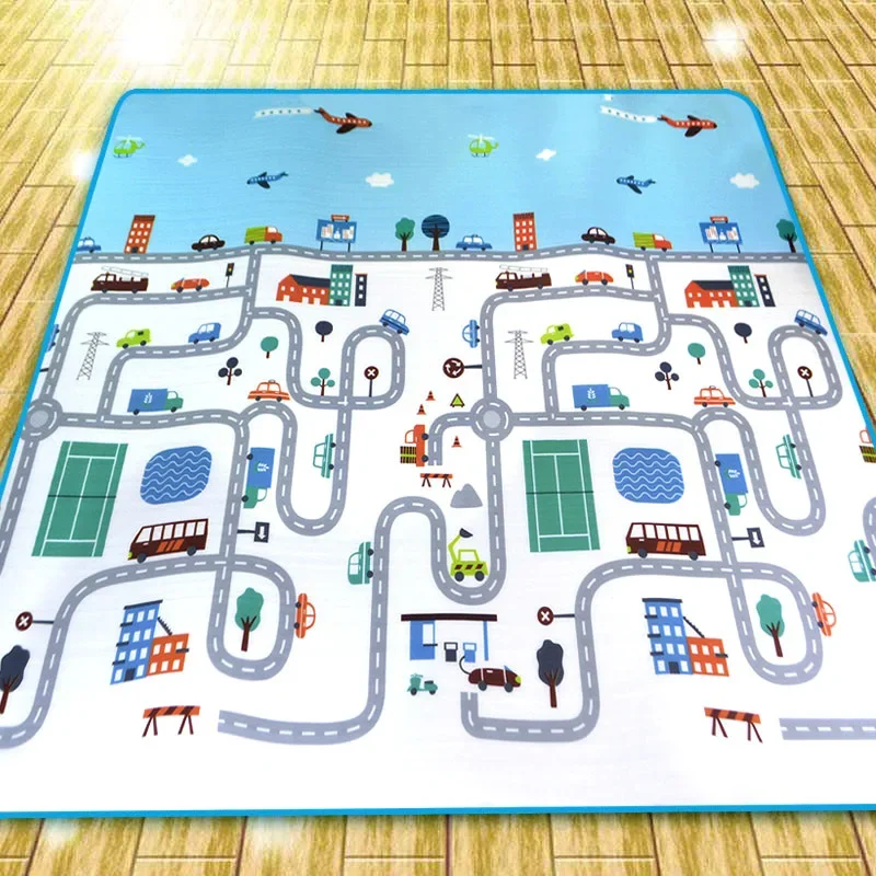 Baby Crawling Mat Non-Slip Surface Baby Carpet Rug Play Mat 0.3cm Thick Urban Track Learning Mat for Children Game Pad