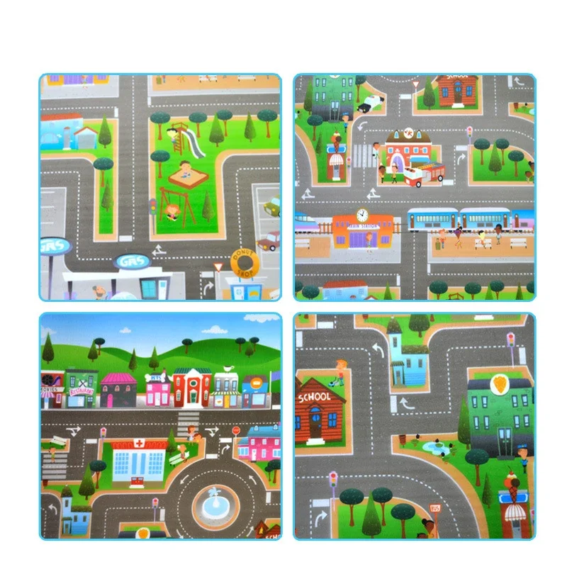 Baby Crawling Mat Non-Slip Surface Baby Carpet Rug Play Mat 0.3cm Thick Urban Track Learning Mat for Children Game Pad
