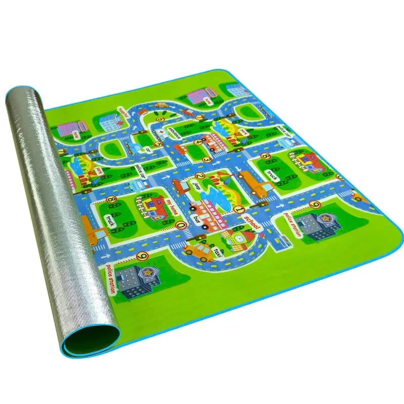Baby Crawling Mat Non-Slip Surface Baby Carpet Rug Play Mat 0.3cm Thick Urban Track Learning Mat for Children Game Pad