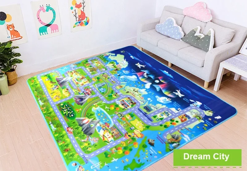 Baby Crawling Mat Non-Slip Surface Baby Carpet Rug Play Mat 0.3cm Thick Urban Track Learning Mat for Children Game Pad