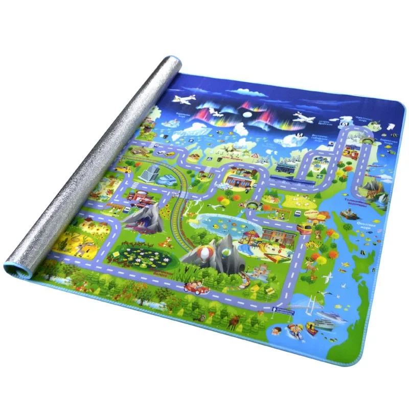 Baby Crawling Mat Non-Slip Surface Baby Carpet Rug Play Mat 0.3cm Thick Urban Track Learning Mat for Children Game Pad