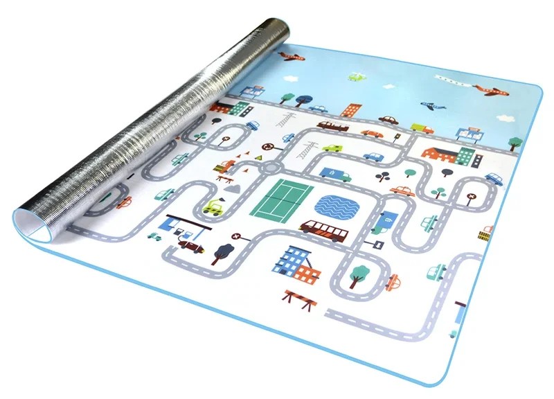 Baby Crawling Mat Non-Slip Surface Baby Carpet Rug Play Mat 0.3cm Thick Urban Track Learning Mat for Children Game Pad
