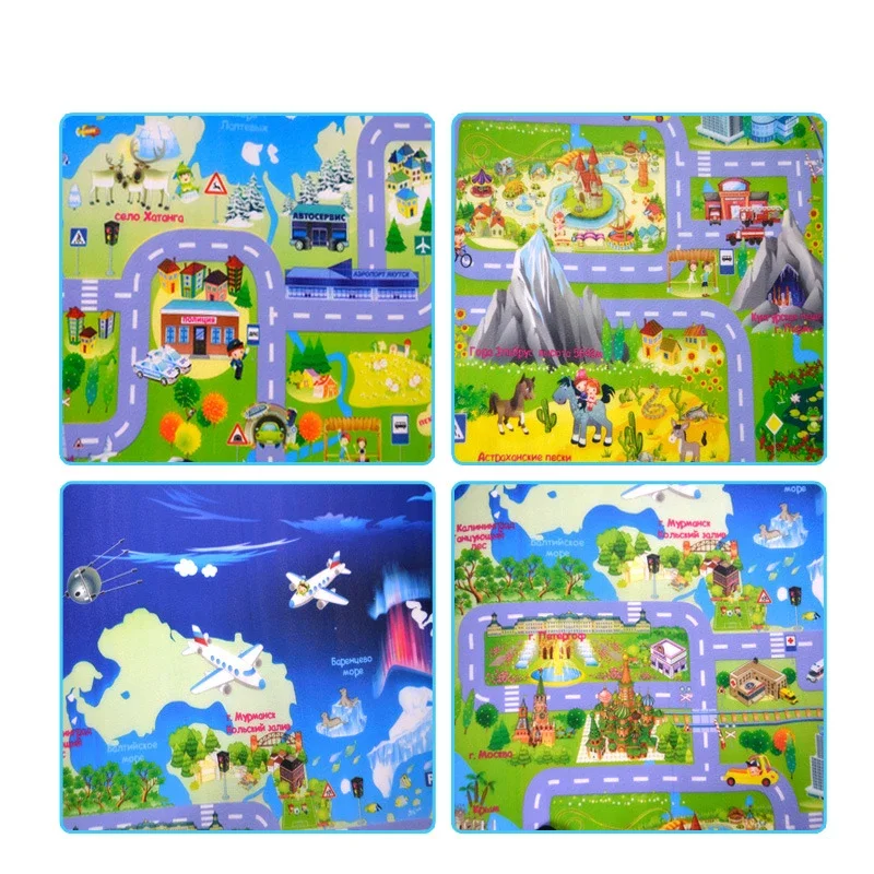 Baby Crawling Mat Non-Slip Surface Baby Carpet Rug Play Mat 0.3cm Thick Urban Track Learning Mat for Children Game Pad
