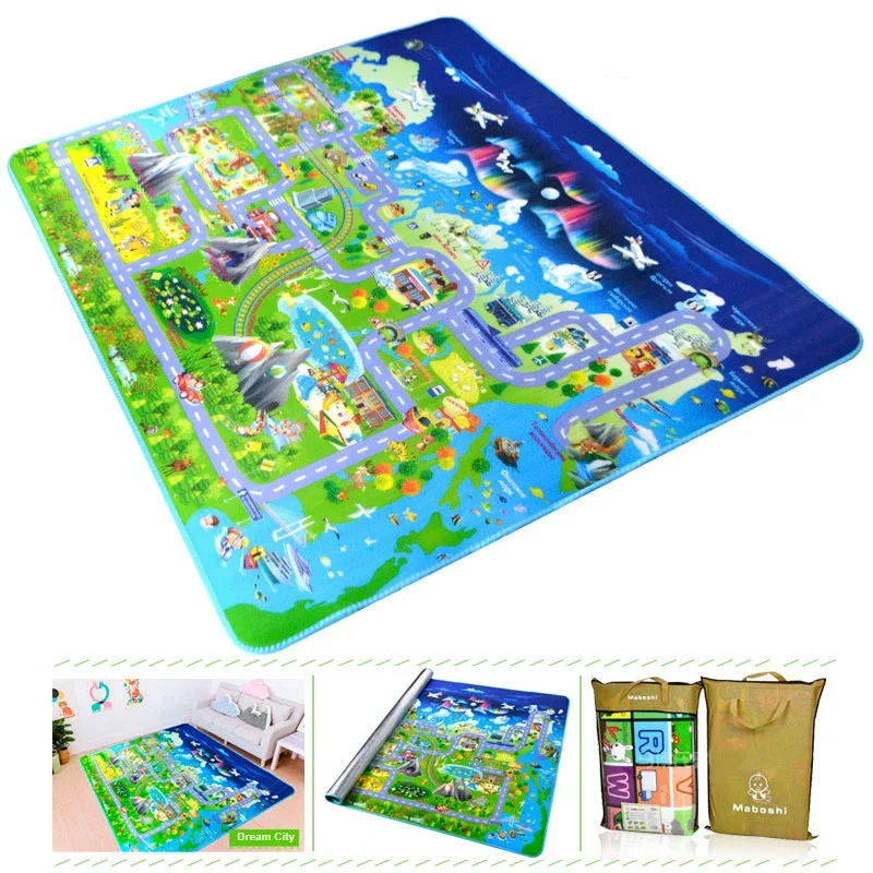 Baby Crawling Mat Non-Slip Surface Baby Carpet Rug Play Mat 0.3cm Thick Urban Track Learning Mat for Children Game Pad