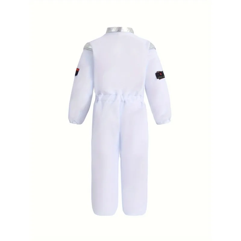 Boy's Cartoon Astronaut Cosplay Costume, Halloween Dress Up One-piece Jumpsuit & Hat, Kid's Dress Up Outfit For Carnival Party