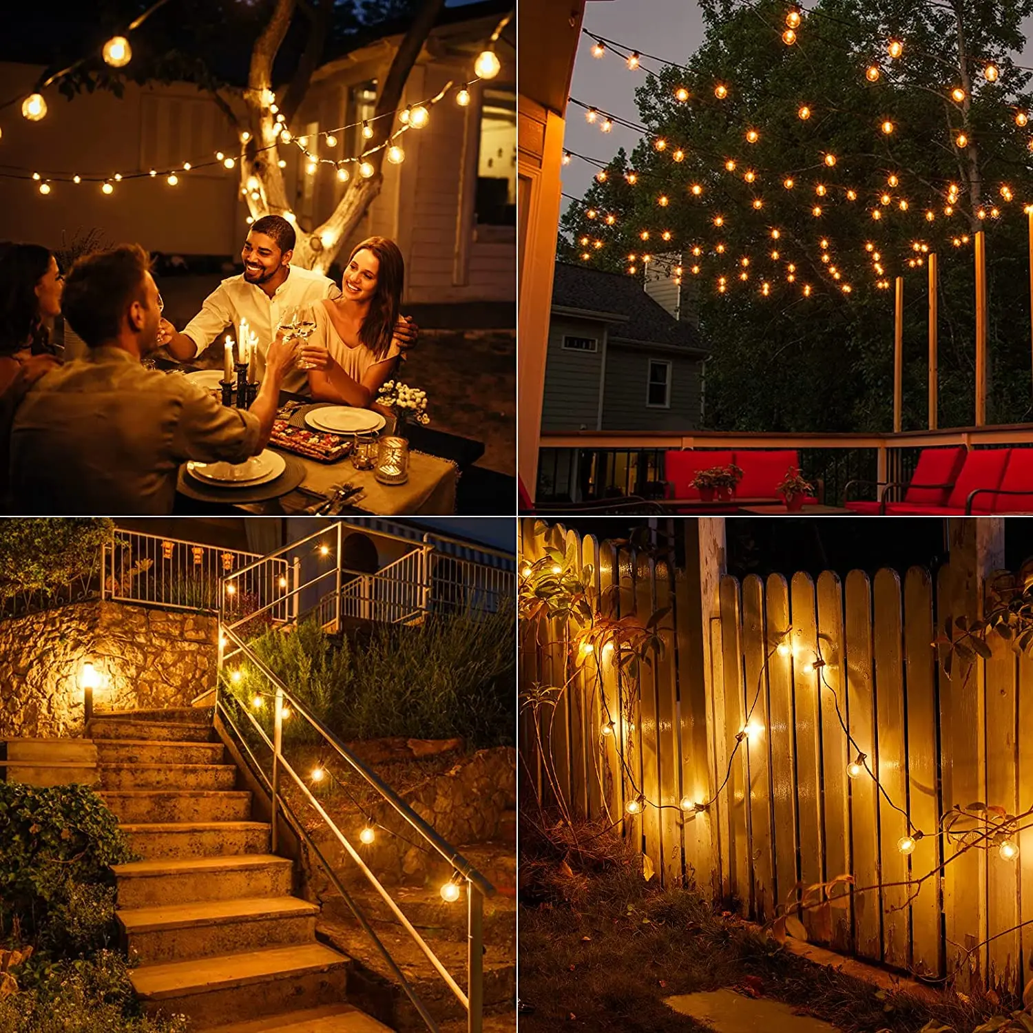 LED G40 Globe String Lights, EU 220V , 100FT/30M 100bulbs Plastic G40 Bulbs For Christmas Party Garden Decorative Garland Lamp S