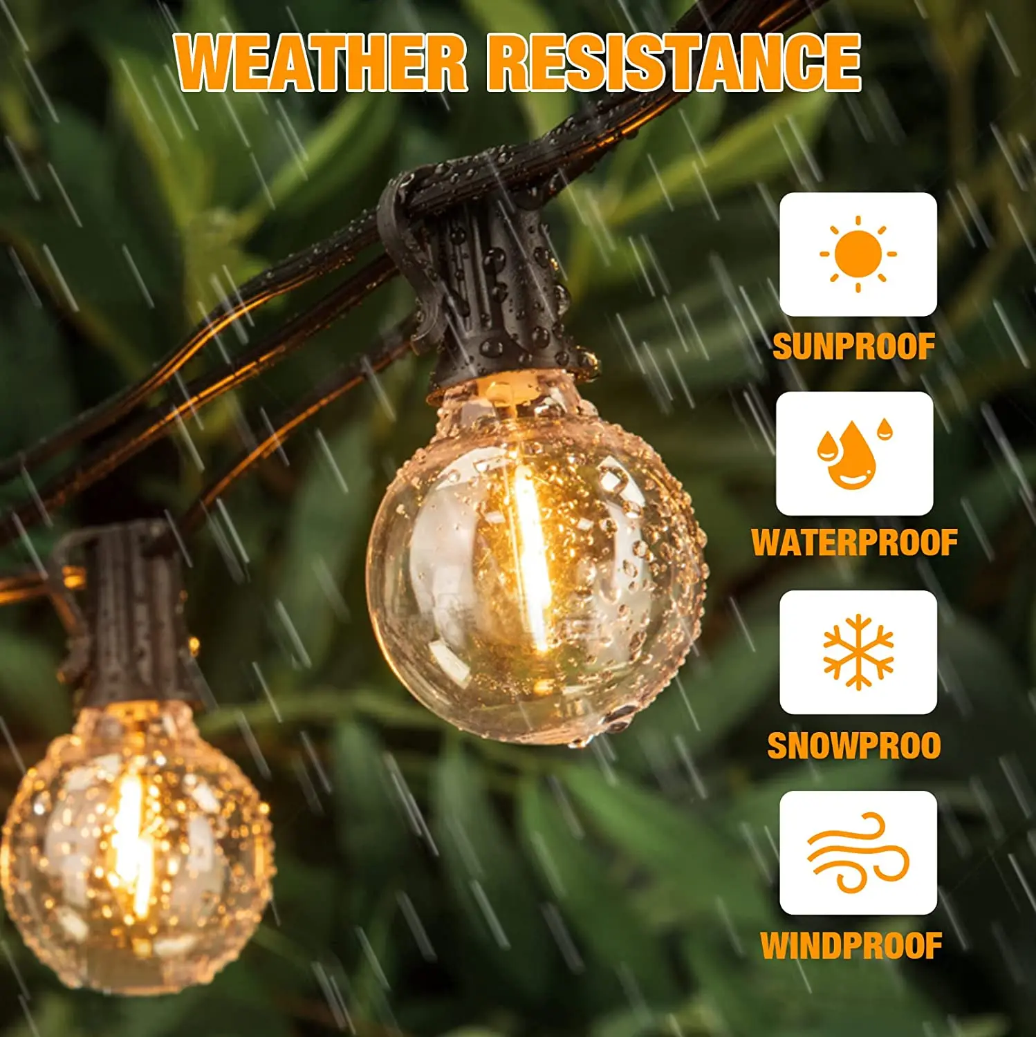 LED G40 Globe String Lights, EU 220V , 100FT/30M 100bulbs Plastic G40 Bulbs For Christmas Party Garden Decorative Garland Lamp S