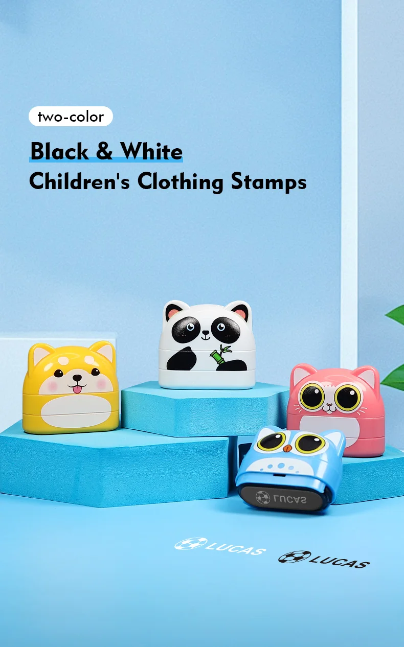 Children's Name Seal Custom Double -layer black and white ink Student's Stamp Kindergarten Clothes Waterproof Name StickerStamp