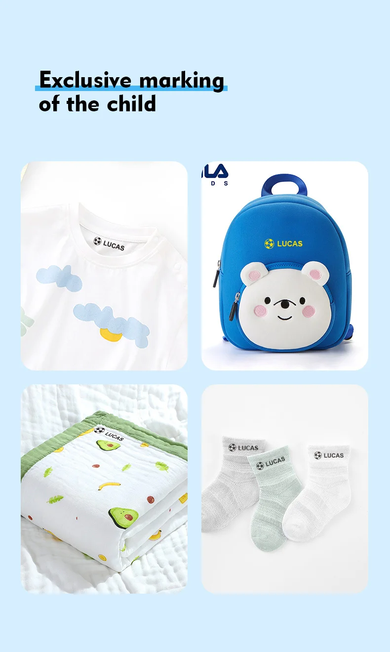 Children's Name Seal Custom Double -layer black and white ink Student's Stamp Kindergarten Clothes Waterproof Name StickerStamp