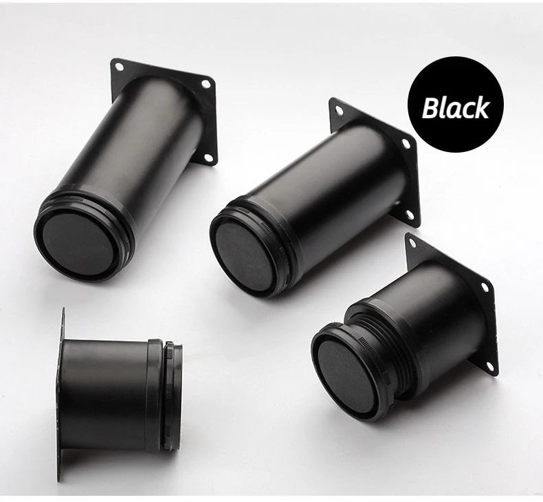 4 Pcs White Stainless Steel Replacement Metal Feet Black Adjustable Furniture Legs for Cabinet Sofa Cupboard Furniture Hardware