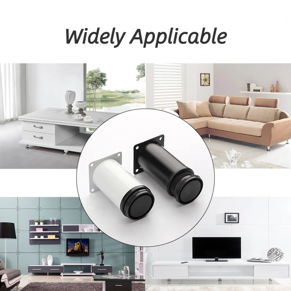 4 Pcs White Stainless Steel Replacement Metal Feet Black Adjustable Furniture Legs for Cabinet Sofa Cupboard Furniture Hardware