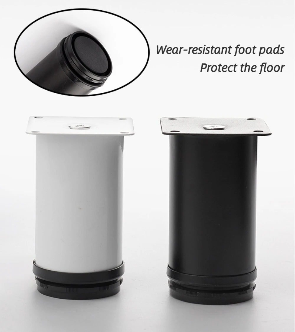 4 Pcs White Stainless Steel Replacement Metal Feet Black Adjustable Furniture Legs for Cabinet Sofa Cupboard Furniture Hardware