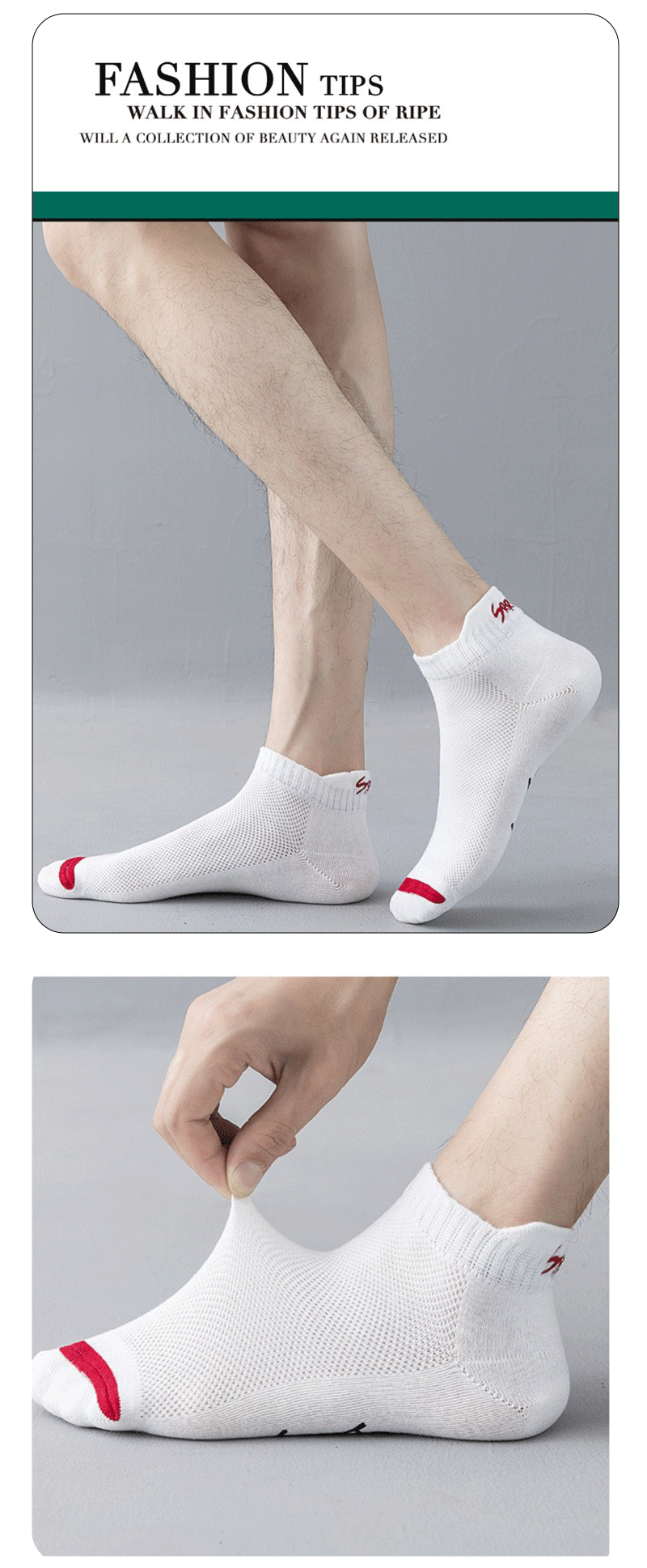 5/6/12 Pairs Bright Color Ankle No Show Socks Men Breathable Street Fashion Sport Deodorant Invisible Travel Running Socks