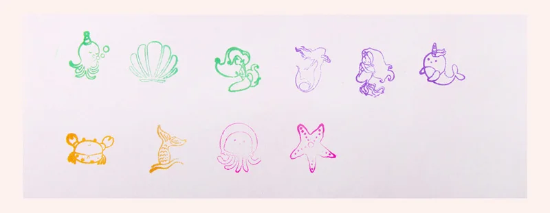 10 Pcs/Box Simple Stamps Toy for Kids Cartoon Animal Self-ink Seal DIY Painting Notebook Decor Gift