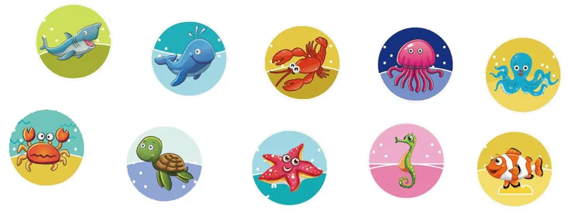 10 Pcs/Box Simple Stamps Toy for Kids Cartoon Animal Self-ink Seal DIY Painting Notebook Decor Gift
