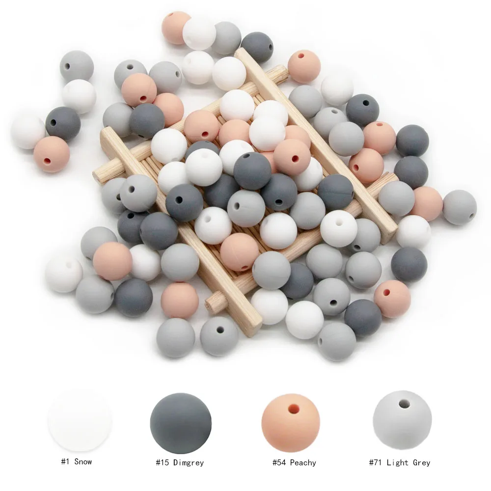 Cute-Idea 20Pcs Silicone Round Beads 9MM Baby Teething Chewable Beads DIY Baby Rodent Pacifier Chain Toys Accessories Baby Goods