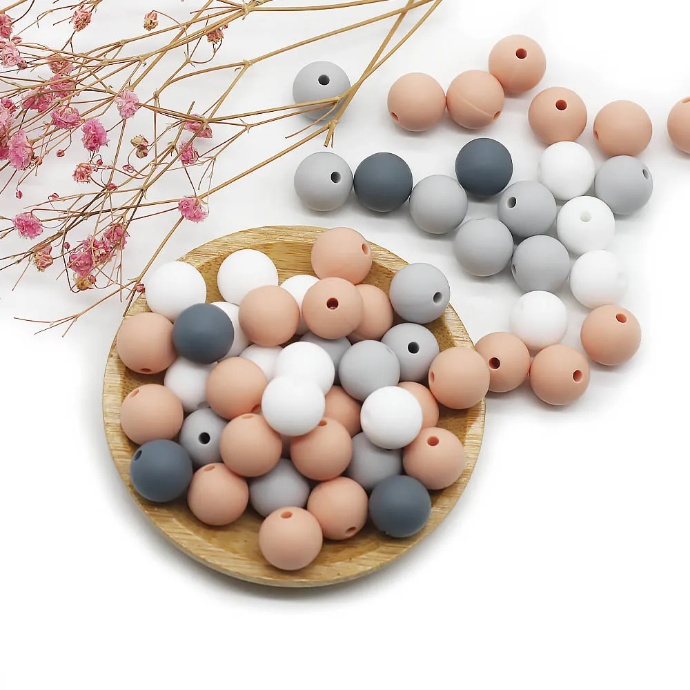 Cute-Idea 20Pcs Silicone Round Beads 9MM Baby Teething Chewable Beads DIY Baby Rodent Pacifier Chain Toys Accessories Baby Goods