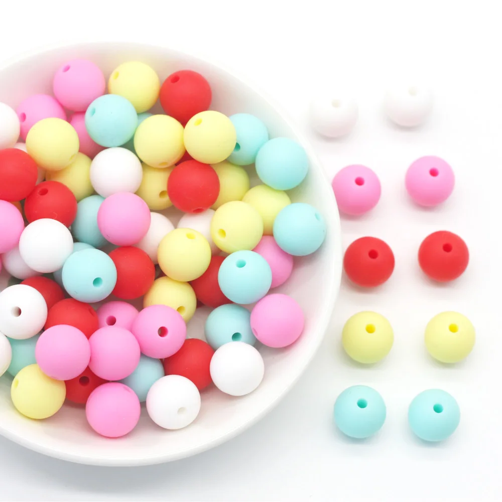 Cute-Idea 20Pcs Silicone Round Beads 9MM Baby Teething Chewable Beads DIY Baby Rodent Pacifier Chain Toys Accessories Baby Goods
