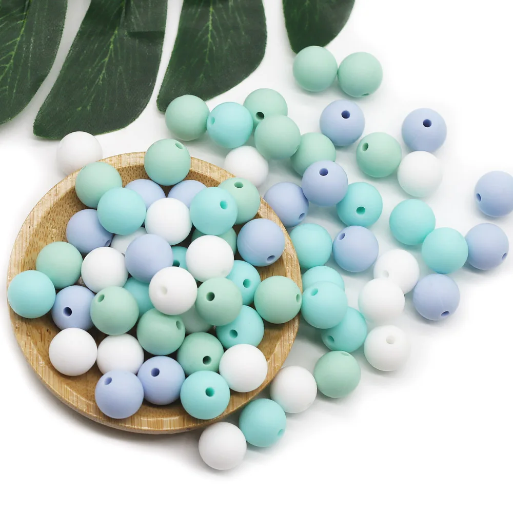 Cute-Idea 20Pcs Silicone Round Beads 9MM Baby Teething Chewable Beads DIY Baby Rodent Pacifier Chain Toys Accessories Baby Goods