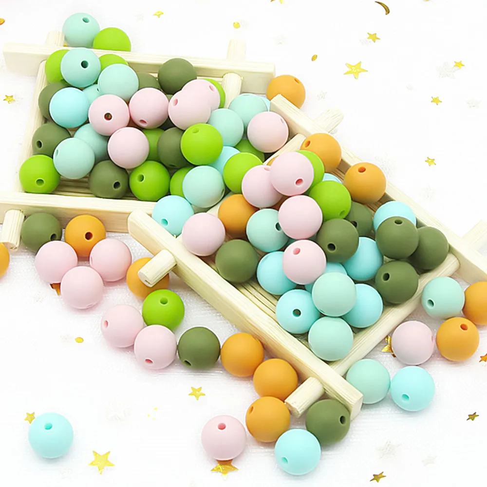 Cute-Idea 20Pcs Silicone Round Beads 9MM Baby Teething Chewable Beads DIY Baby Rodent Pacifier Chain Toys Accessories Baby Goods