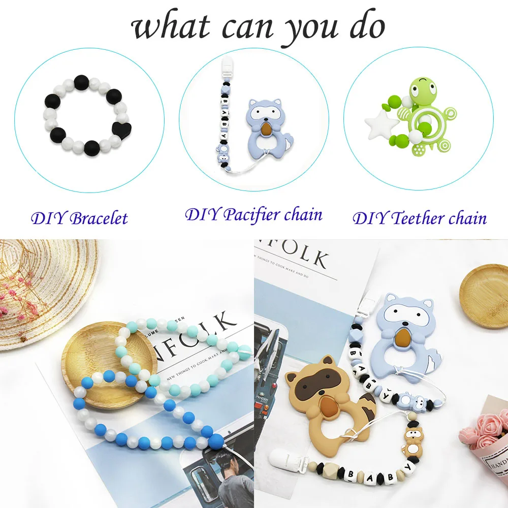 Cute-Idea 20Pcs Silicone Round Beads 9MM Baby Teething Chewable Beads DIY Baby Rodent Pacifier Chain Toys Accessories Baby Goods