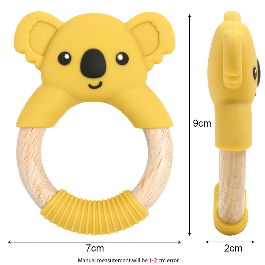 1PC BPA Free Koala Wood Ring Kids Teething Rodent Infant Baby Teether Toys Baby Gym Mobile Rattles Newborn Educational Toys