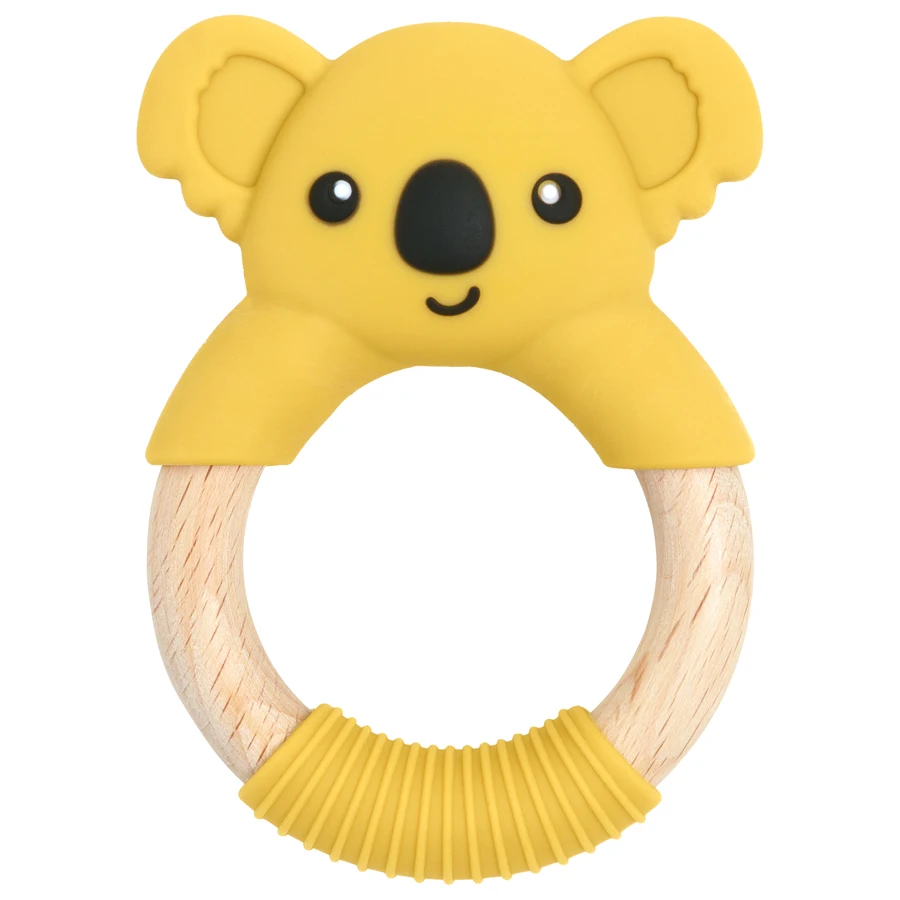 1PC BPA Free Koala Wood Ring Kids Teething Rodent Infant Baby Teether Toys Baby Gym Mobile Rattles Newborn Educational Toys