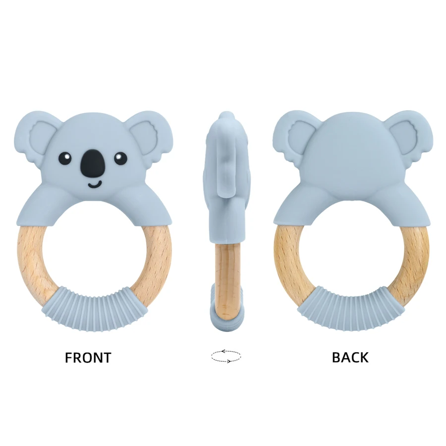 1PC BPA Free Koala Wood Ring Kids Teething Rodent Infant Baby Teether Toys Baby Gym Mobile Rattles Newborn Educational Toys