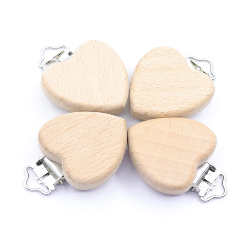 5Pcs/Sets Baby Pacifier Clips BPA Free Cute Modelling Beech Pacifier Clip Baby DIY Cartoon Animal Wooden Log Nipple Chain Holder