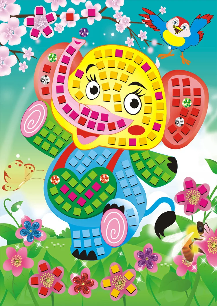 6 Pcs/Set Mosaic Diamond Handmade Craft DIY Stickers Crystal Paste Painting Mosaic Puzzle Educational Toys Kids Gift