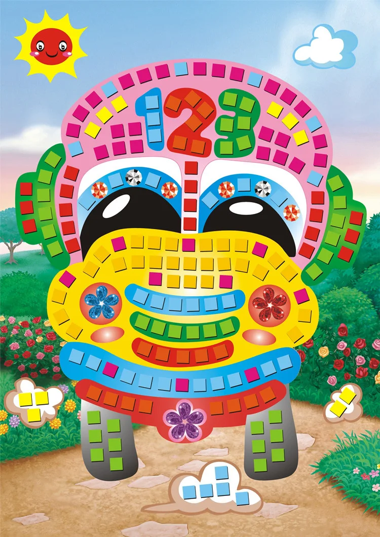 6 Pcs/Set Mosaic Diamond Handmade Craft DIY Stickers Crystal Paste Painting Mosaic Puzzle Educational Toys Kids Gift